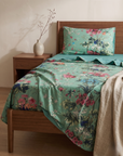 Premium Mint Green Floral Bedsheet Set with 2 Pillow Covers | Elegant Printed Bedding Set for Bedroom - FaagHomes
