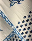 Blue Floral Printed Cotton Bedsheet Set with 2 Pillow Covers | Elegant Handblock Style Bedding Set - FaagHomes