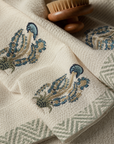 Blue Daisy Premium Waffle Cotton Towel Set of 3 | 1 Bath Towel (30x60) & 2 Hand Towels (16x26) | Blue Floral Printed Soft Absorbent Bathroom Towel Gift Set