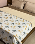 Desert Palm & Camel Print Double Bed AC Dohar | Lightweight Reversible Cotton Summer Blanket - FaagHomes