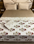 Elegant Floral Print Single Bed AC Dohar Blanket Pair – Soft Lightweight Reversible Summer Quilt Set - FaagHomes