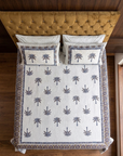 Cotton Printed Bedsheet Set with 2 Pillow Covers – Palm Tree Ethnic Design | Soft Double Bed Bedsheet