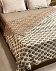 Hand Block Print Double Bed AC Dohar Blanket – Reversible Lightweight Cotton Summer Quilt with Traditional Floral Motif - FaagHomes