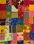 Handmade Multicolor Kantha Bedsheet for Single Bed | Patchwork Cotton Bedspread | Boho Indian Handmade Bedding