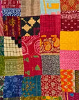 Handmade Multicolor Kantha Bedsheet for Single Bed | Patchwork Cotton Bedspread | Boho Indian Handmade Bedding
