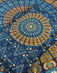 Royal Blue Mandala Printed Single Bedsheet with Pillow Cover | 60 × 90 Inches | Bohemian Ethnic Pattern Bedsheet