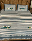 Jaipur Vintage Drive custom biggest King Xxl Bedsheet And Two Pillow Covers 120X120 - FaagHomes