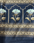 Maharaja Royal Indigo Floral Pure Cotton King Size Bedsheet And Two Pillow Covers (108X108 Inches) - FaagHomes