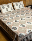 Maharaja Royal earthy beige Cotton King Size Bedsheet 90x108 Inches - FaagHomes