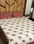 Marwar Red Camel Heritage King Size Bed Sheet 100 X 108 Inches - FaagHomes