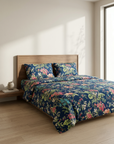 Udaipur Midnight Garden King Xl Bed Sheet And Two Pillow Covers 108X108