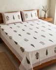 Udaipur Botanical Elegance Bed Sheet And Two Pillow Covers 90 X 108