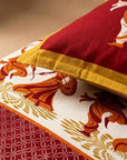 Maharaja Royal Folk Dance Pure Cotton King Size Bedsheet And Two Pillow Covers (120X120 Inches)