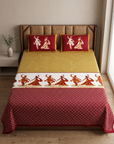 Maharaja Royal Folk Dance Pure Cotton King Size Bedsheet And Two Pillow Covers (120X120 Inches) - FaagHomes
