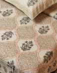 Floral Cotton Bedsheet Set with 2 Pillow Covers – Beige & Pink Ethnic Print | Soft Double Bed Bedsheet - FaagHomes
