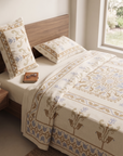 Premium Cotton Ethnic Geometric Print Double Bedsheet with 2 Pillow Covers – Soft Traditional Bed Sheet Set for Queen & King Size Beds