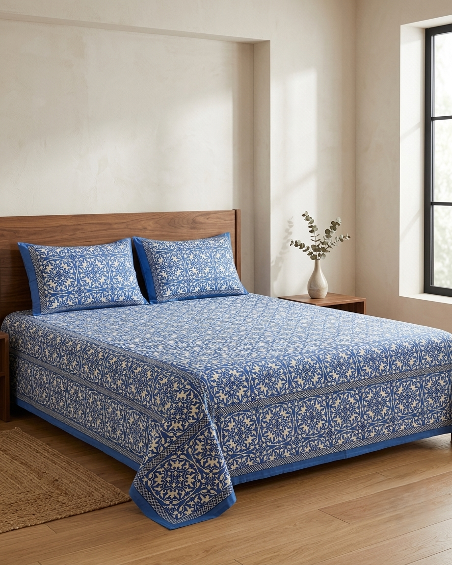 Royal blue cotton bedsheet
