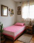 Elegant Pink Floral Printed Single Bedsheet with Pillow Cover | 60 × 90 Inches | Soft Floral Pattern Bedsheet
