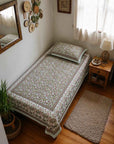 Elegant Floral Paisley Single Bedsheet with Pillow Cover