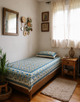 Blue Floral Paisley Printed Single Bedsheet with Pillow Cover – 60×90 Inches