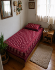 Maroon Paisley Printed Single Bedsheet with Pillow Cover – 60 x 90 Inch