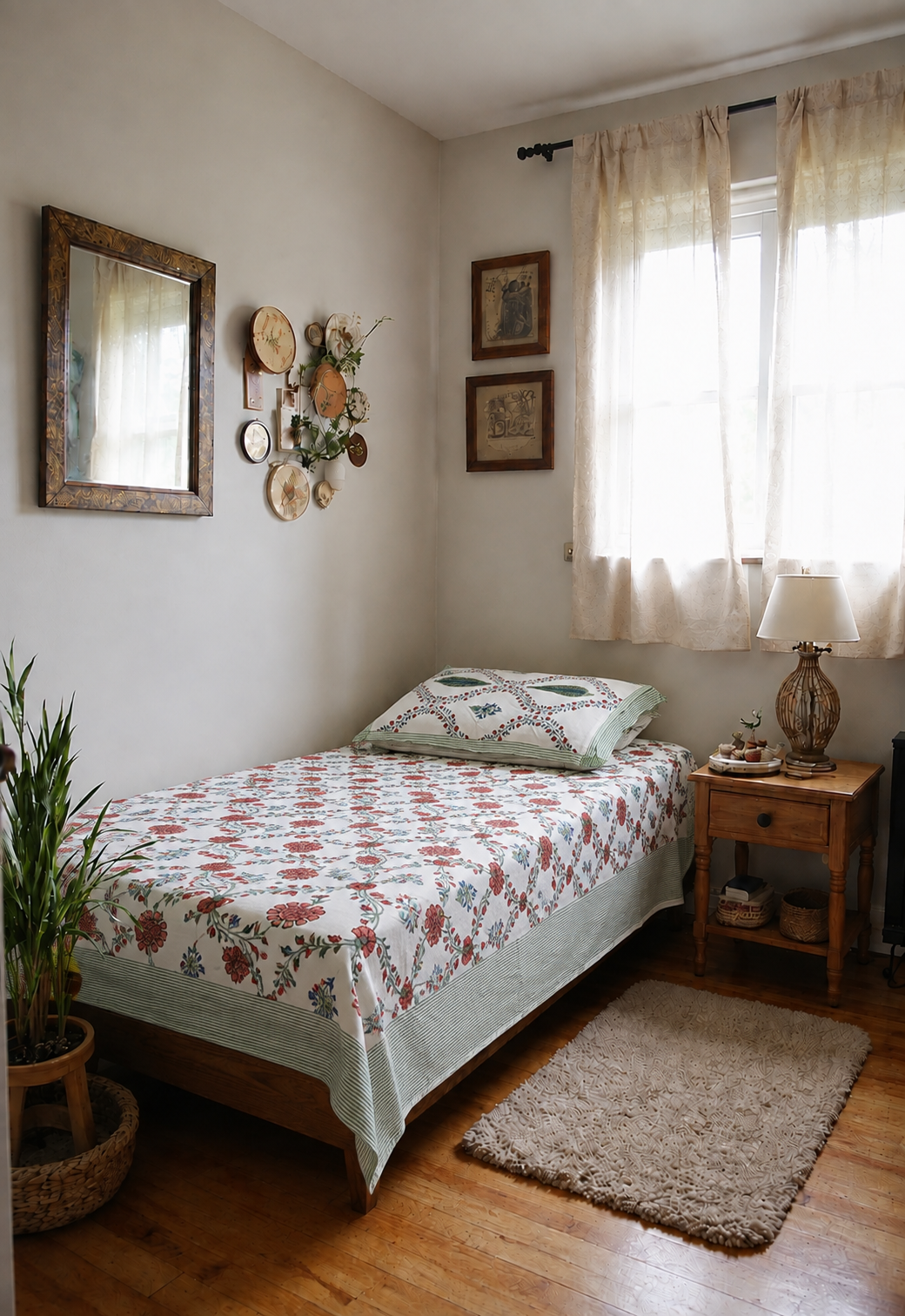 Floral Garden Printed Single Bedsheet with Pillow Cover – 60 x 90 Inch
