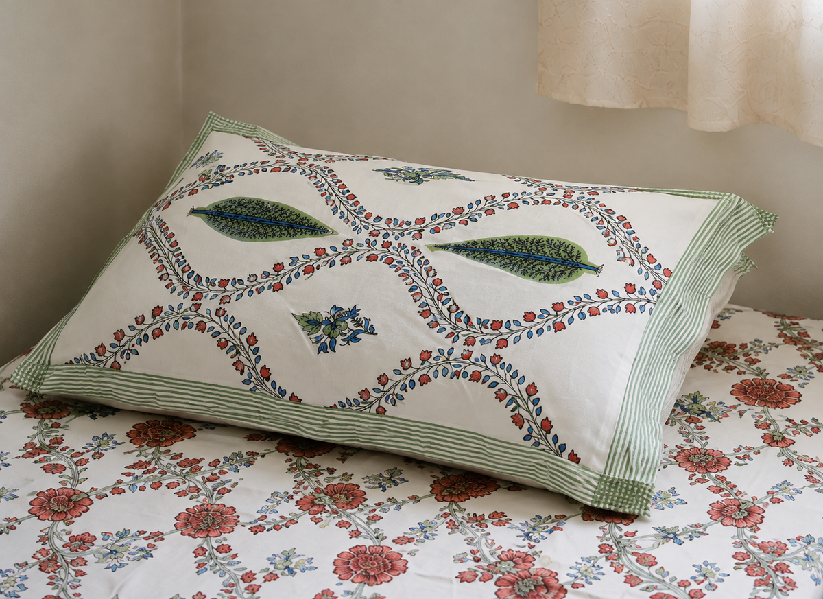 Floral Garden Printed Single Bedsheet with Pillow Cover – 60 x 90 Inch