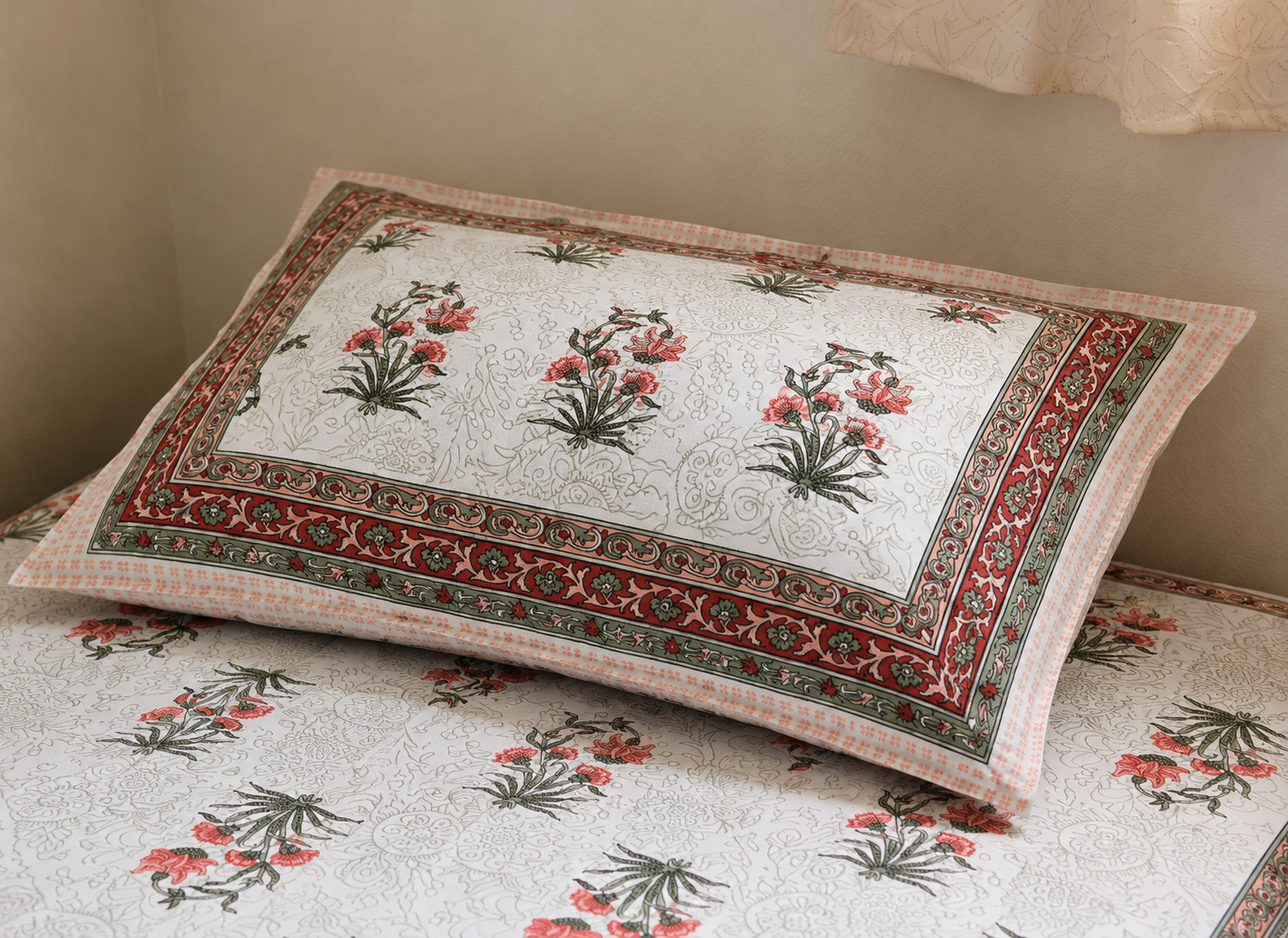 Elegant White Floral Printed Single Bedsheet with Pillow Cover – 60 x 90 Inch