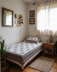 Elegant White Floral Printed Single Bedsheet with Pillow Cover – 60 x 90 Inch