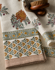 Marigold Premium Waffle Cotton Towel Set of 3 | 1 Bath Towel (30x60) & 2 Hand Towels (16x26) | Floral Printed Soft Absorbent Bathroom Towel Gift Set