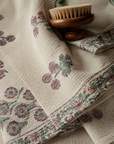 Scabiosa Premium Waffle Cotton Towel Set of 3 | 1 Bath Towel (30x60) & 2 Hand Towels (16x26) | Floral Printed Soft Absorbent Bathroom Towel Gift Set