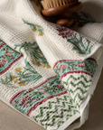 Wildflower Premium Waffle Cotton Towel Set of 3 | 1 Bath Towel (30x60) & 2 Hand Towels (16x26) | Floral Printed Soft Absorbent Bathroom Towel Gift Set