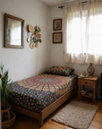 Multicolor Mandala Printed Single Bedsheet with Pillow Cover | 60 × 90 Inches | Bohemian Ethnic Floral Bedsheet
