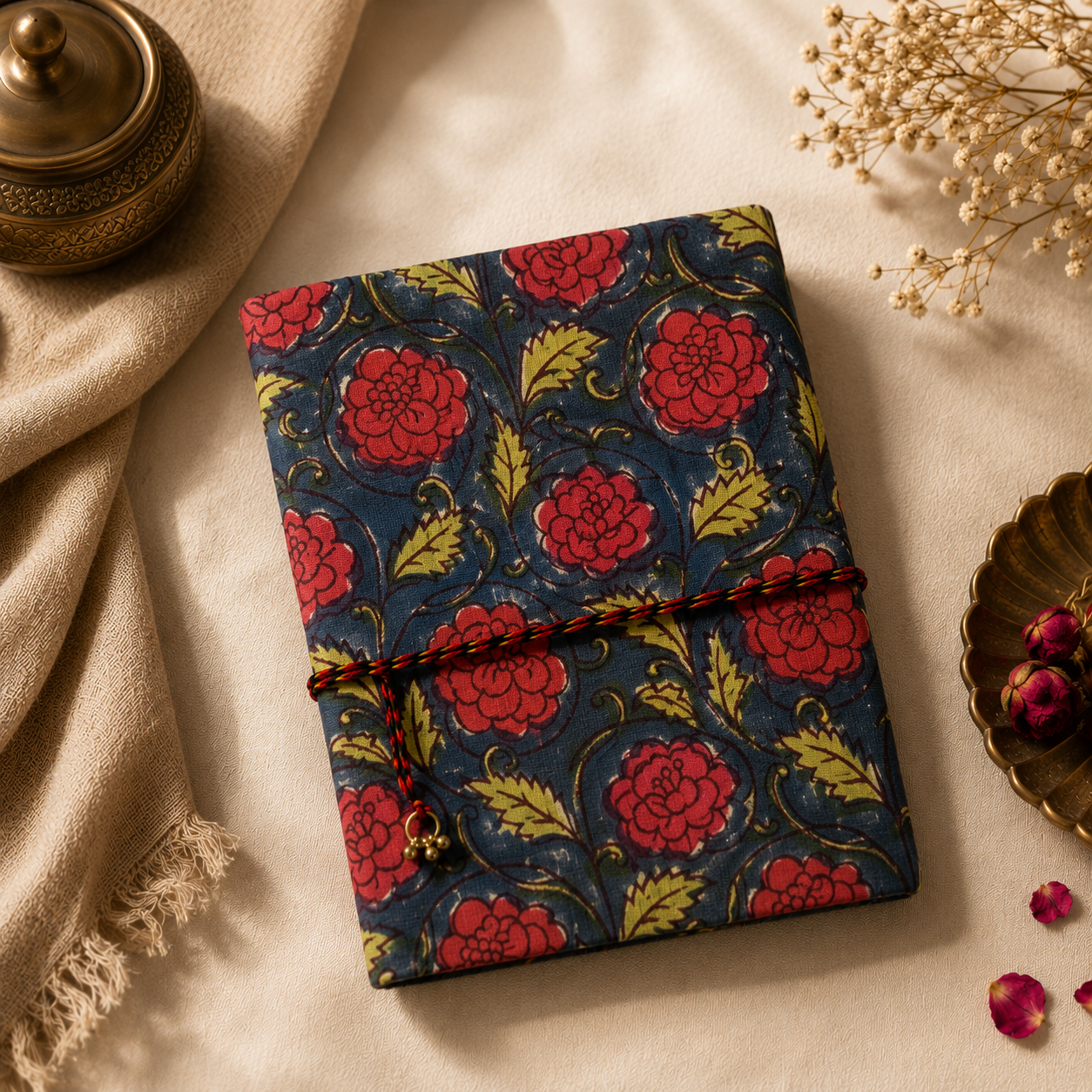 Handmade Cotton Fabric Cover Diary with Floral Print | Eco-Friendly Handmade Paper Notebook | Sustainable Journal - FaagHomes