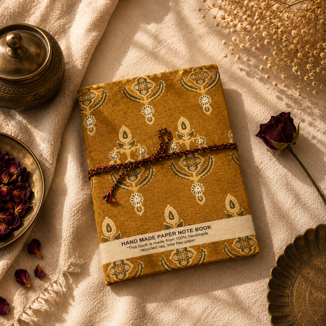 Handmade Cotton Fabric Cover Diary – Eco-Friendly Handmade Paper Notebook Journal for Writing & Gifting - FaagHomes