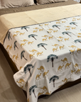Desert Palm & Camel Print Double Bed AC Dohar | Lightweight Reversible Cotton Summer Blanket - FaagHomes