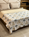 Desert Palm & Camel Print Double Bed AC Dohar | Lightweight Reversible Cotton Summer Blanket - FaagHomes