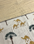 Desert Palm & Camel Print Double Bed AC Dohar | Lightweight Reversible Cotton Summer Blanket - FaagHomes