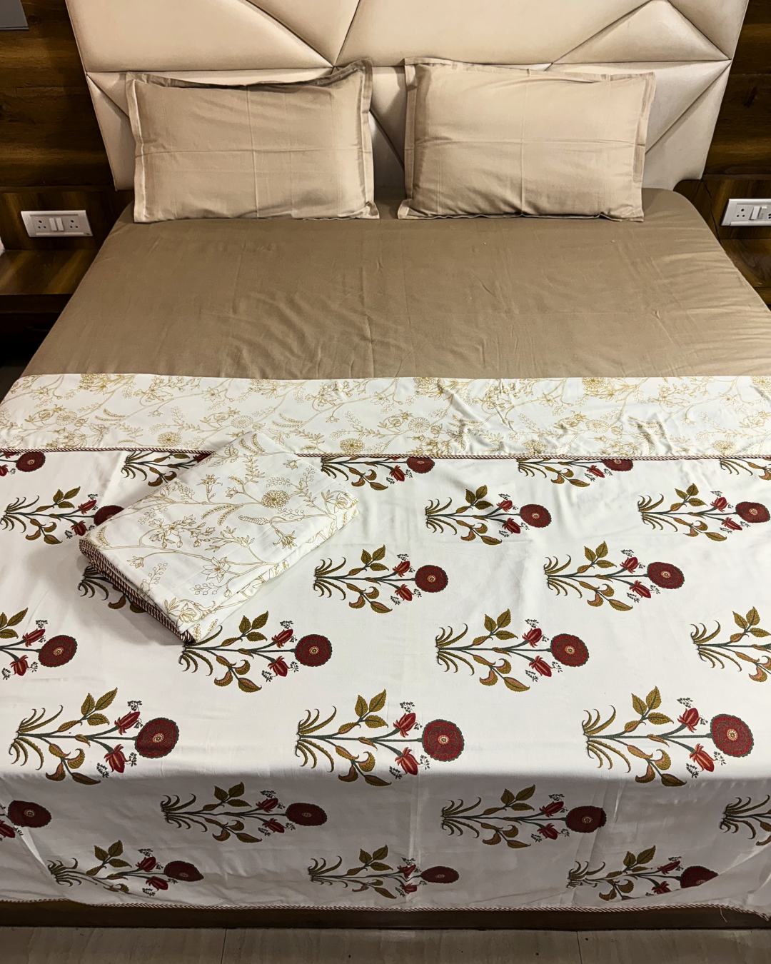 Elegant Floral Print Single Bed AC Dohar Blanket Pair – Soft Lightweight Reversible Summer Quilt Set - FaagHomes