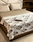 Elegant Floral Print Single Bed AC Dohar Blanket Pair – Soft Lightweight Reversible Summer Quilt Set - FaagHomes