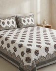 Maharaja Royal Paisley Pure Cotton King Size Bedsheet And Two Pillow Covers (120X120 Inches)