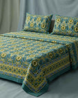 Maharaja Royal Ikat Elegance Pure Cotton King Size Bedsheet And Two Pillow Covers (120X120 Inches)