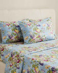 Rang Rajmahal Blue Booti Pure Cotton King Size Bedsheet And Two Pillow Covers 90X108
