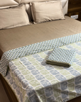 Pair of Hand Block Print Elephant Motif AC Dohar for Single Bed | Lightweight Reversible Summer Blanket - FaagHomes