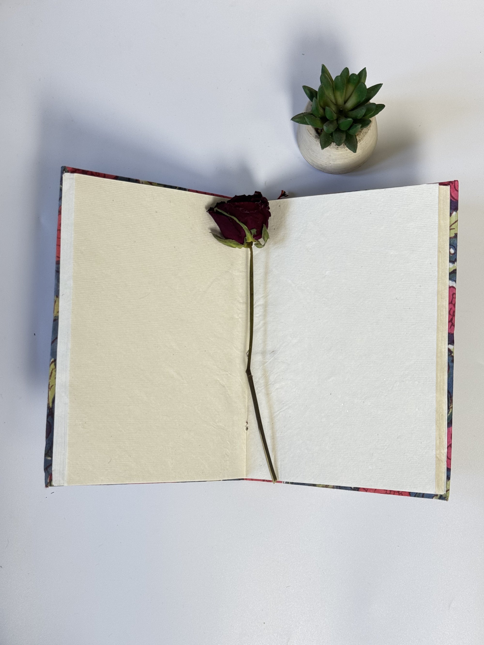 Handmade Cotton Fabric Cover Diary with Floral Print | Eco-Friendly Handmade Paper Notebook | Sustainable Journal - FaagHomes