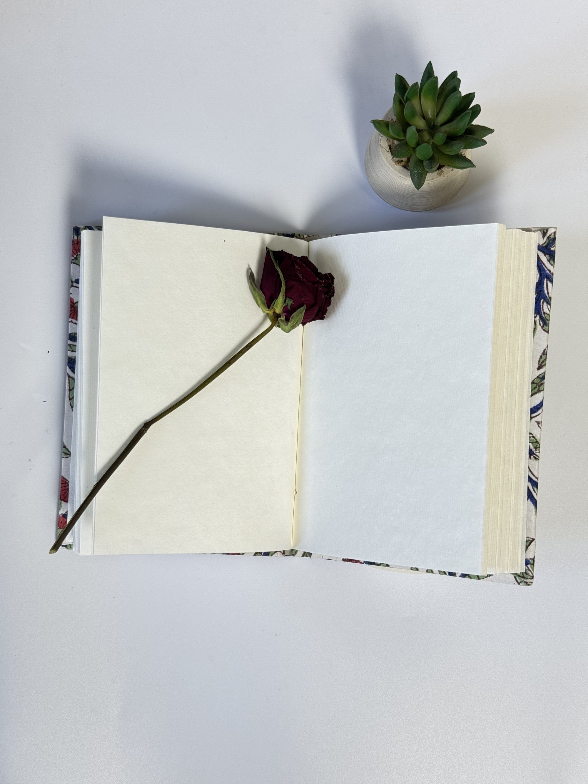 Handmade Cotton Fabric Cover Diary with Floral Vine Print | Eco-Friendly Handmade Paper Notebook | Sustainable Journal - FaagHomes