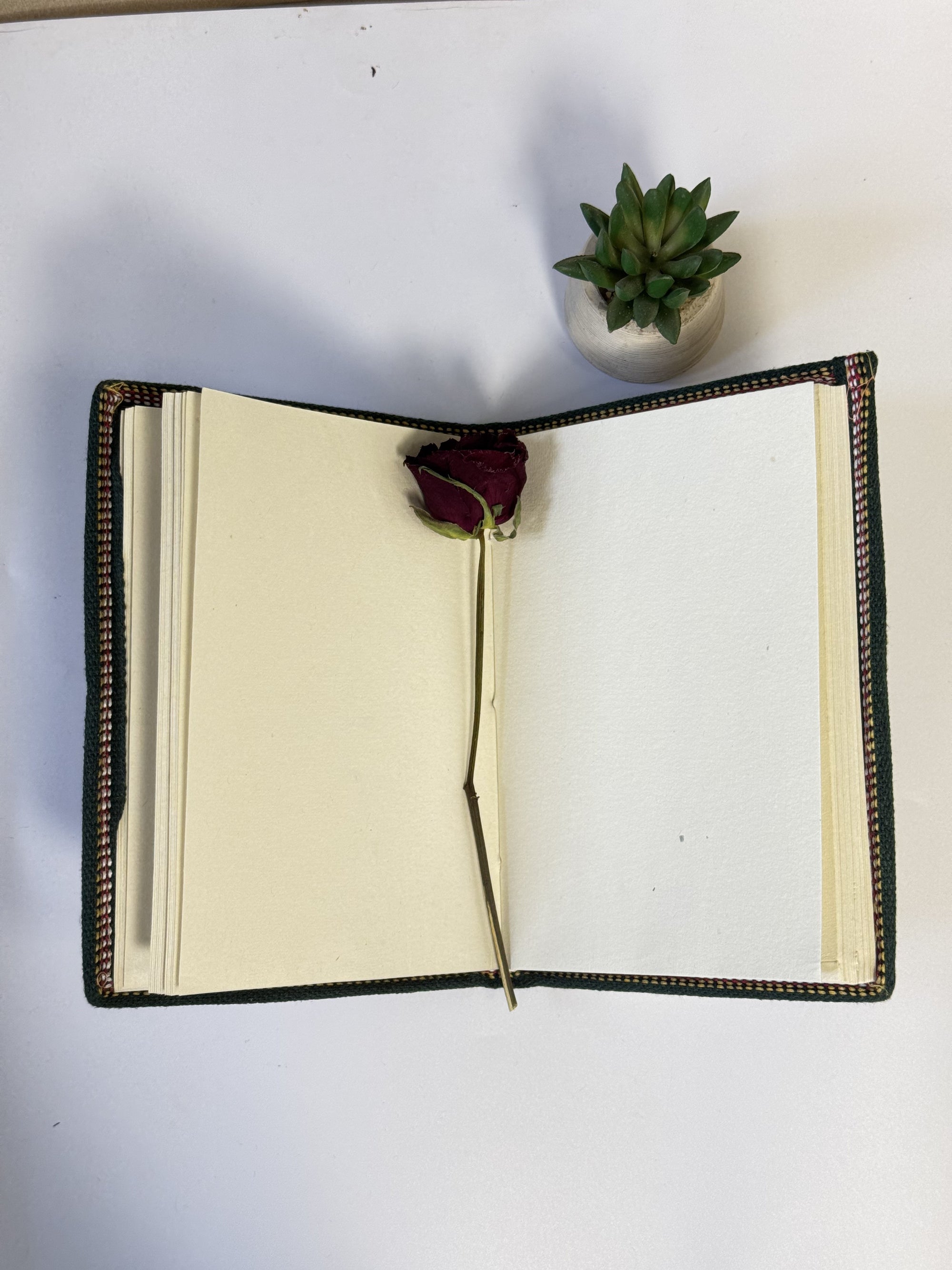 Handmade Cotton Fabric Cover Diary with Rajasthani Art Print | Eco-Friendly Handmade Paper Journal | Ethnic Sustainable Notebook - FaagHomes