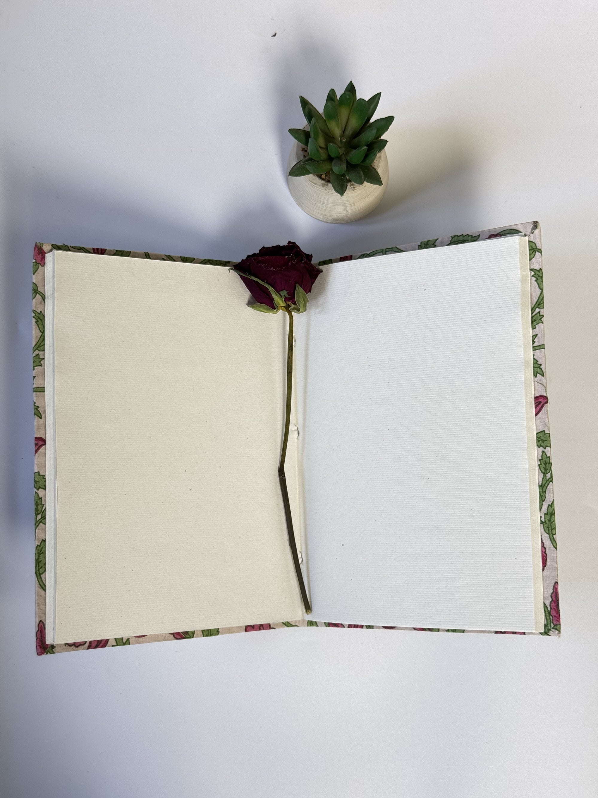 Handmade Floral Cotton Fabric Cover Diary – Aesthetic Cloth Bound Journal | Eco-Friendly Notebook for Writing & Gifting - FaagHomes
