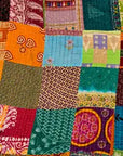 Handmade Multicolor Kantha Bedsheet for Single Bed | Patchwork Cotton Bedspread | Colorful Indian Handmade Bedding
