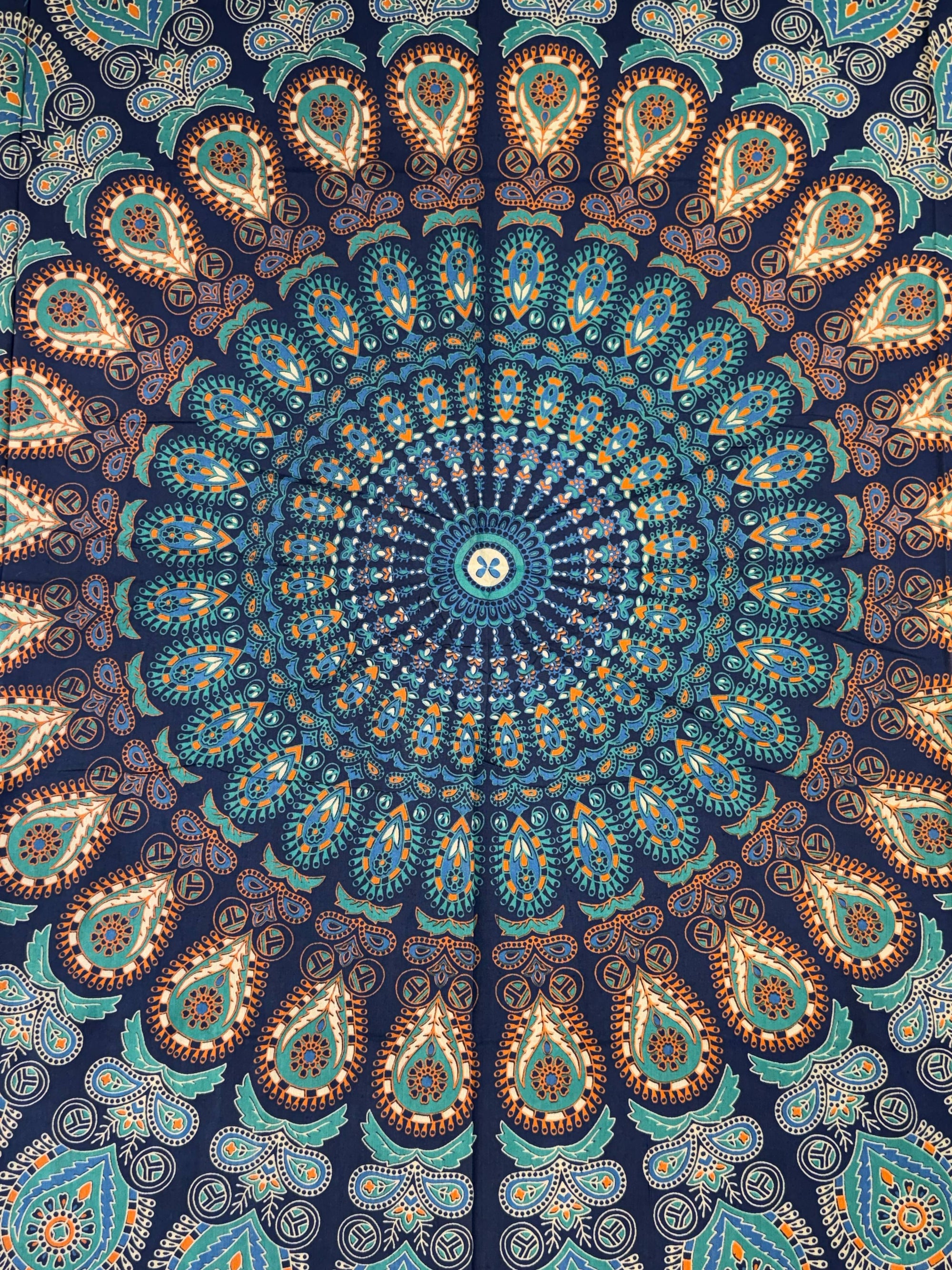 Saanjh Indigo Mandala Single Bedsheet with Pillow Cover